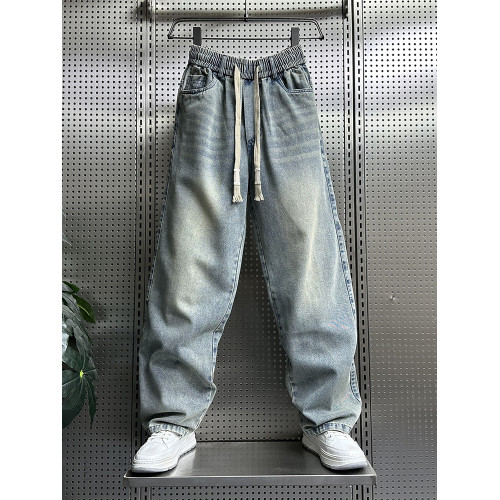 日系牛仔褲男2024新款寬松直筒微喇休閒長褲美式高街褲子男士秋款 日系牛仔褲男2024新款寬松直筒微喇休閒長褲美式高街褲子男士秋款