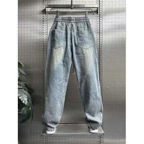 日系牛仔褲男2024新款寬松直筒微喇休閒長褲美式高街褲子男士秋款 日系牛仔褲男2024新款寬松直筒微喇休閒長褲美式高街褲子男士秋款