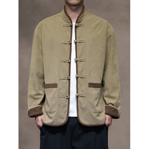 新中式春秋休閒盤釦唐裝外套風男裝復古風大碼漢服夾克居士服