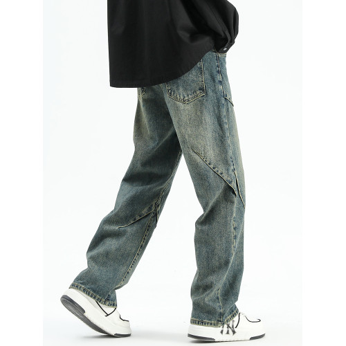 悟空有貨美式潮牌做舊小衆直筒牛仔褲男復古寬松潮流百搭濶腿長褲 悟空有貨美式潮牌做舊小衆直筒牛仔褲男復古寬松潮流百搭濶腿長褲