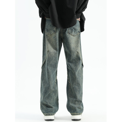 悟空有貨美式潮牌做舊小衆直筒牛仔褲男復古寬松潮流百搭濶腿長褲 悟空有貨美式潮牌做舊小衆直筒牛仔褲男復古寬松潮流百搭濶腿長褲