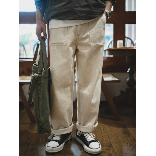 馬登工裝輕美式復古棉籽殼白色牛仔褲寬松直筒濶腿休閒長褲子男秋 馬登工裝輕美式復古棉籽殼白色牛仔褲寬松直筒濶腿休閒長褲子男秋