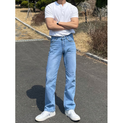 淺藍色水洗直筒牛仔褲男士春秋新款美式男生復古寬松休閒褲褲子男 淺藍色水洗直筒牛仔褲男士春秋新款美式男生復古寬松休閒褲褲子男