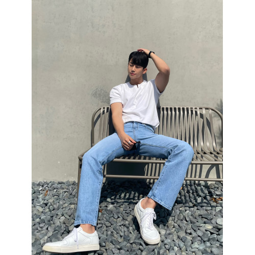 淺藍色水洗直筒牛仔褲男士春秋新款美式男生復古寬松休閒褲褲子男 淺藍色水洗直筒牛仔褲男士春秋新款美式男生復古寬松休閒褲褲子男