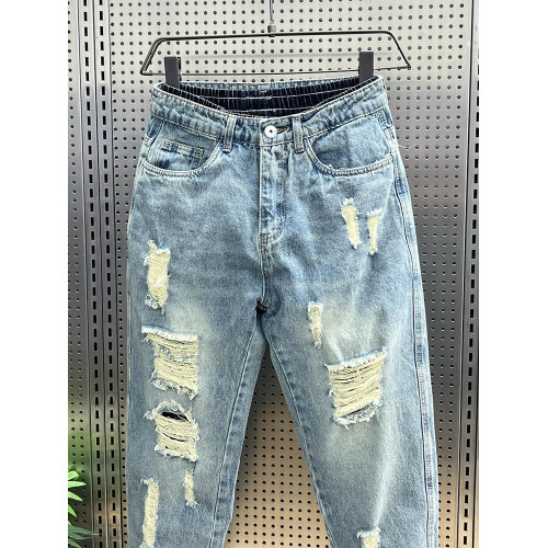 彈力九分牛仔褲男修身小腳褲秋冬2025新款男裝破洞休閒乞丐褲子男 彈力九分牛仔褲男修身小腳褲秋冬2025新款男裝破洞休閒乞丐褲子男