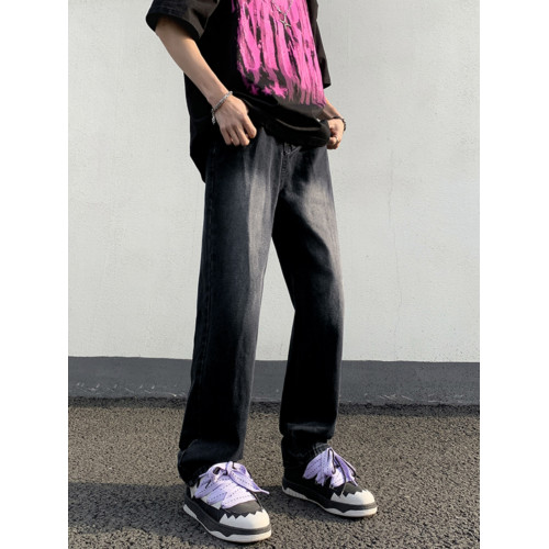 美式復古牛仔褲男寬松直筒褲子高街潮牌百搭水洗做舊濶腿休閒長褲 美式復古牛仔褲男寬松直筒褲子高街潮牌百搭水洗做舊濶腿休閒長褲