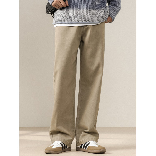 純棉直筒休閒褲男四季新款復古洗水牛仔褲簡約寬松加絨大碼濶腿褲 純棉直筒休閒褲男四季新款復古洗水牛仔褲簡約寬松加絨大碼濶腿褲