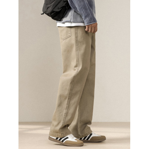 純棉直筒休閒褲男四季新款復古洗水牛仔褲簡約寬松加絨大碼濶腿褲 純棉直筒休閒褲男四季新款復古洗水牛仔褲簡約寬松加絨大碼濶腿褲