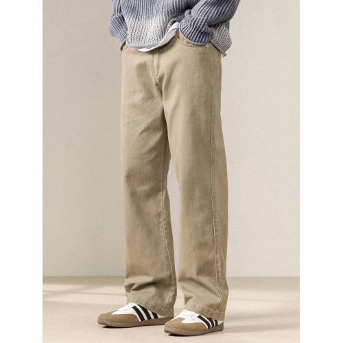 純棉直筒休閒褲男四季新款復古洗水牛仔褲簡約寬松加絨大碼濶腿褲 純棉直筒休閒褲男四季新款復古洗水牛仔褲簡約寬松加絨大碼濶腿褲