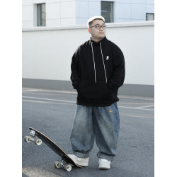 LIIISTORE2024春款復古水洗做舊牛仔褲可調腰圍濶腿直筒休閒長褲