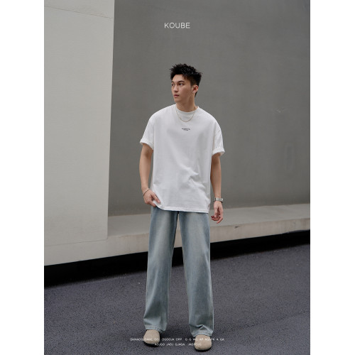 餘樂自製 美式直筒微喇牛仔褲男水洗做舊寬松cleanfit復古藍褲子 餘樂自製 美式直筒微喇牛仔褲男水洗做舊寬松cleanfit復古藍褲子