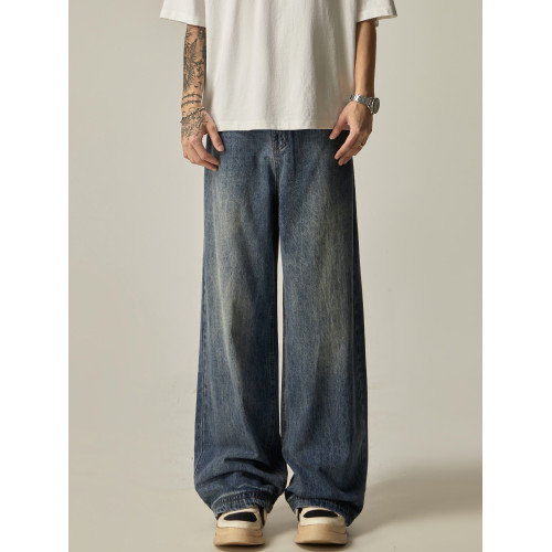 ISIETS復古cleanfit直筒褲子男美式高街寬松濶腿牛仔褲休閒長褲潮 ISIETS復古cleanfit直筒褲子男美式高街寬松濶腿牛仔褲休閒長褲潮