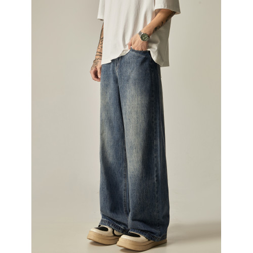 ISIETS復古cleanfit直筒褲子男美式高街寬松濶腿牛仔褲休閒長褲潮 ISIETS復古cleanfit直筒褲子男美式高街寬松濶腿牛仔褲休閒長褲潮