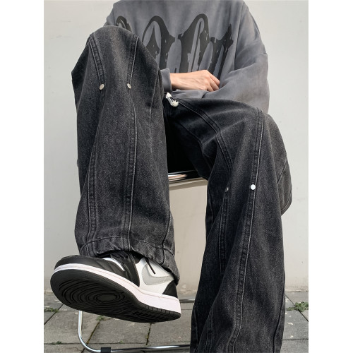 美式復古高街牛仔褲男士秋季潮牌vibe寬松直筒濶腿痞帥百搭長褲子 美式復古高街牛仔褲男士秋季潮牌vibe寬松直筒濶腿痞帥百搭長褲子