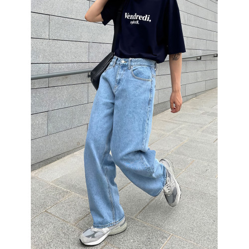 淺藍色牛仔褲男2025春秋新款水洗濶腿休閒長褲寬松垂感百搭直筒褲 淺藍色牛仔褲男2025春秋新款水洗濶腿休閒長褲寬松垂感百搭直筒褲