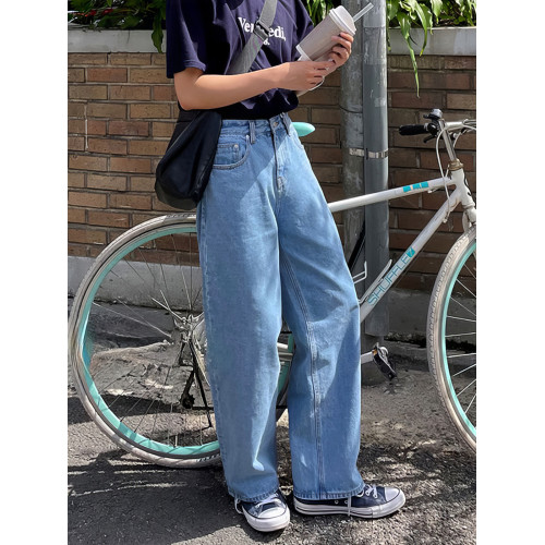 淺藍色牛仔褲男2025春秋新款水洗濶腿休閒長褲寬松垂感百搭直筒褲 淺藍色牛仔褲男2025春秋新款水洗濶腿休閒長褲寬松垂感百搭直筒褲