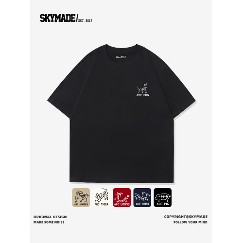 SKYMADE始祖狗短袖t恤男女2025新款寬松純棉夏季情侶十二生肖衣服