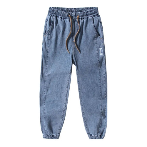 牛仔褲男款彈力松緊腰束腳寬松工裝休閒九分褲哈倫褲耐磨工作褲男 牛仔褲男款彈力松緊腰束腳寬松工裝休閒九分褲哈倫褲耐磨工作褲男