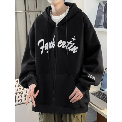 Kusen 美式重磅連帽開衫衛衣外套男春秋款青少年休閒百搭加絨夾克 Kusen 美式重磅連帽開衫衛衣外套男春秋款青少年休閒百搭加絨夾克