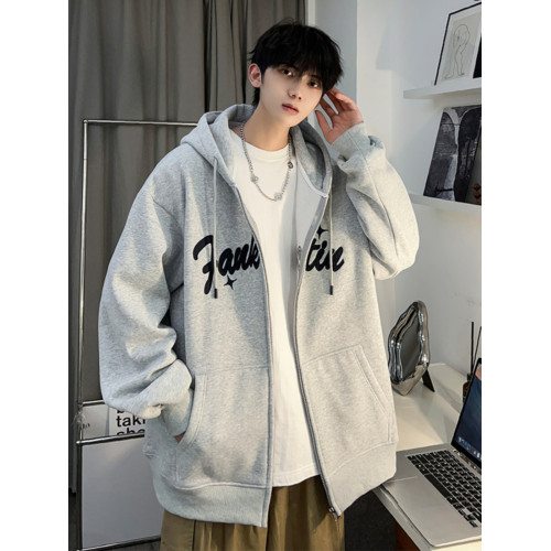 Kusen 美式重磅連帽開衫衛衣外套男春秋款青少年休閒百搭加絨夾克 Kusen 美式重磅連帽開衫衛衣外套男春秋款青少年休閒百搭加絨夾克