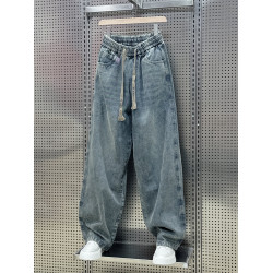 日系牛仔褲男2025秋冬加絨寬松大碼直筒濶腿美式高街潮牌休閒長褲