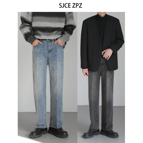 ZPZ高級感韓國潮牌INS寬松直筒長褲男褲子2025秋季新款休閒牛仔褲 ZPZ高級感韓國潮牌INS寬松直筒長褲男褲子2025秋季新款休閒牛仔褲