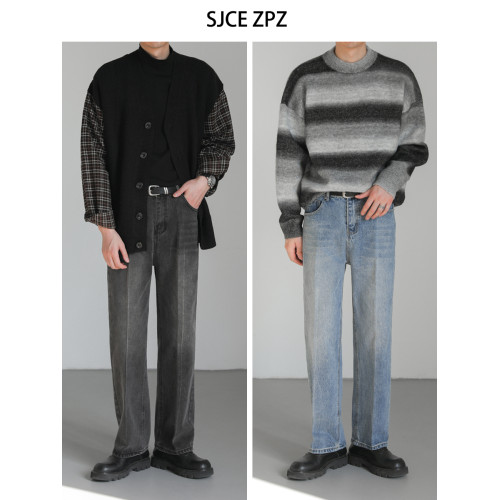 ZPZ高級感韓國潮牌INS寬松直筒長褲男褲子2025秋季新款休閒牛仔褲 ZPZ高級感韓國潮牌INS寬松直筒長褲男褲子2025秋季新款休閒牛仔褲