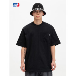 BBK 280g bboy寬松 純色t恤重磅街舞嘻哈打底 小領口袋短袖滑板