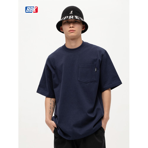 BBK 280g bboy寬松 純色t恤重磅街舞嘻哈打底 小領口袋短袖滑板