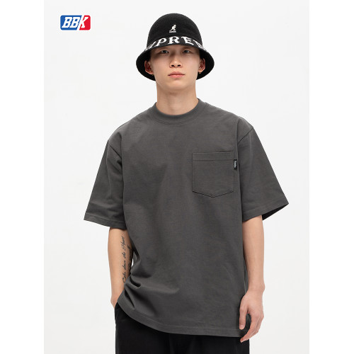 BBK 280g bboy寬松 純色t恤重磅街舞嘻哈打底 小領口袋短袖滑板