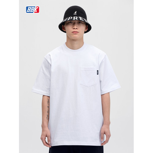 BBK 280g bboy寬松 純色t恤重磅街舞嘻哈打底 小領口袋短袖滑板