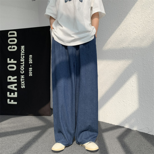 港風ins日系復古牛仔褲男寬松直筒墜感濶腿褲夏季潮牌高街老爹褲 港風ins日系復古牛仔褲男寬松直筒墜感濶腿褲夏季潮牌高街老爹褲