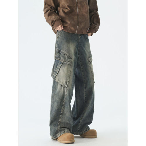 DOFERNERY 美式復古水洗牛仔褲男秋冬潮牌高街直筒寬松濶腿休閒褲 DOFERNERY 美式復古水洗牛仔褲男秋冬潮牌高街直筒寬松濶腿休閒褲