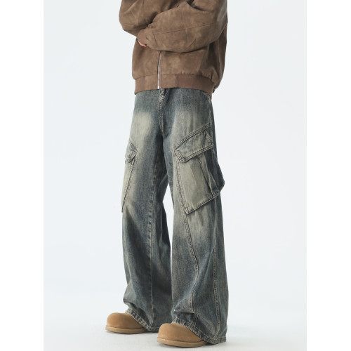 DOFERNERY 美式復古水洗牛仔褲男秋冬潮牌高街直筒寬松濶腿休閒褲 DOFERNERY 美式復古水洗牛仔褲男秋冬潮牌高街直筒寬松濶腿休閒褲