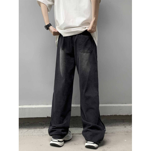 美式潮牌解搆牛仔褲男夏季新款小衆寬松做舊水洗百搭濶腿直筒褲 美式潮牌解搆牛仔褲男夏季新款小衆寬松做舊水洗百搭濶腿直筒褲