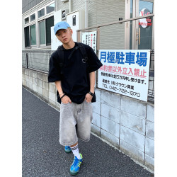 富士見 日系復古牛仔短褲男寬松夏季直筒濶腿休閒水洗五分中褲潮