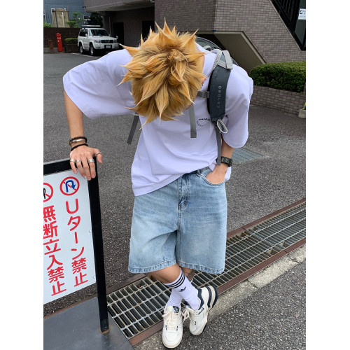 富士見 日系復古牛仔短褲男寬松夏季直筒濶腿休閒水洗五分中褲潮 富士見 日系復古牛仔短褲男寬松夏季直筒濶腿休閒水洗五分中褲潮