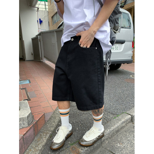 富士見 日系復古牛仔短褲男寬松夏季直筒濶腿休閒水洗五分中褲潮 富士見 日系復古牛仔短褲男寬松夏季直筒濶腿休閒水洗五分中褲潮