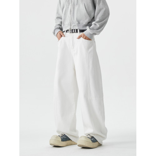 美式水洗濶腿彎刀牛仔褲男秋季潮牌寬松休閒褲hiphop做舊直筒褲子 美式水洗濶腿彎刀牛仔褲男秋季潮牌寬松休閒褲hiphop做舊直筒褲子