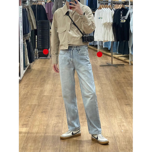 日系百搭簡約修身水洗泛白牛仔褲男潮流穿搭高級感設計直筒長褲子 日系百搭簡約修身水洗泛白牛仔褲男潮流穿搭高級感設計直筒長褲子