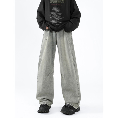 美式復古濶腿牛仔褲男高街cleanfit微喇褲子潮牌寬松直筒拖地長褲 美式復古濶腿牛仔褲男高街cleanfit微喇褲子潮牌寬松直筒拖地長褲