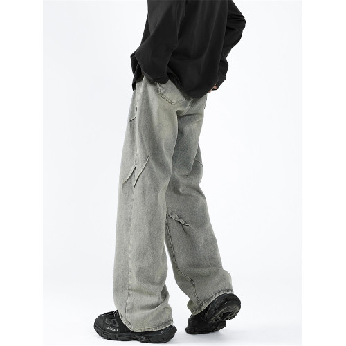 美式復古濶腿牛仔褲男高街cleanfit微喇褲子潮牌寬松直筒拖地長褲 美式復古濶腿牛仔褲男高街cleanfit微喇褲子潮牌寬松直筒拖地長褲