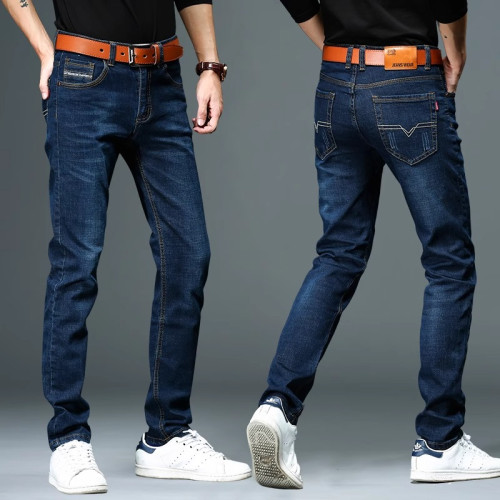 秋冬男士牛仔褲寬松直筒2025新款秋季潮牌彈力藍色加絨休閒長褲子 秋冬男士牛仔褲寬松直筒2025新款秋季潮牌彈力藍色加絨休閒長褲子