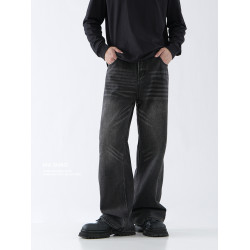 美式復古cleanfit淺藍色牛仔褲男直筒寬松濶腿長褲子2025秋季新款