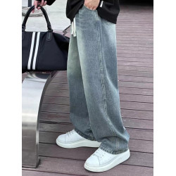 牛仔褲男士直筒寬松2025新款潮牌美式復古休閒男裝松緊百搭長褲子