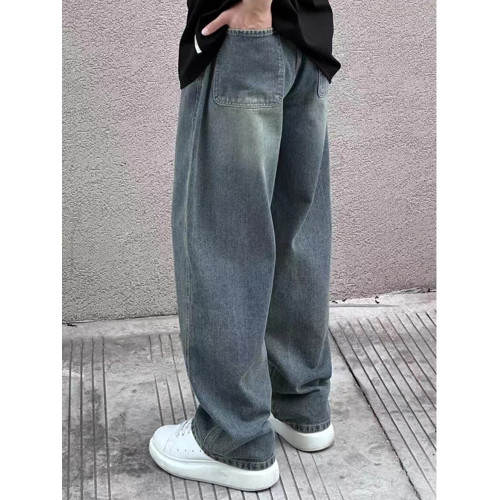 牛仔褲男士直筒寬松2025新款潮牌美式復古休閒男裝松緊百搭長褲子 牛仔褲男士直筒寬松2025新款潮牌美式復古休閒男裝松緊百搭長褲子