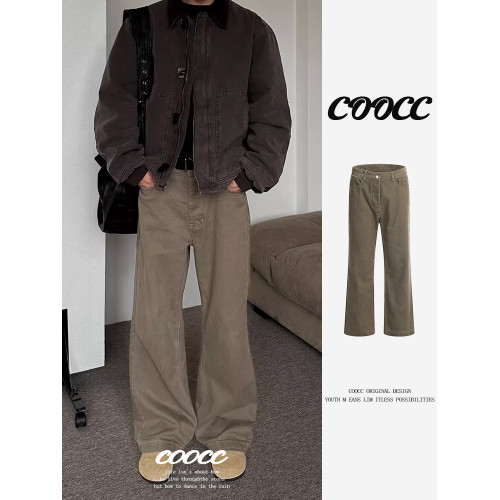 美式高街直筒牛仔褲男新款美拉德復古休閒cleanfit棕色濶腿長褲子 美式高街直筒牛仔褲男新款美拉德復古休閒cleanfit棕色濶腿長褲子