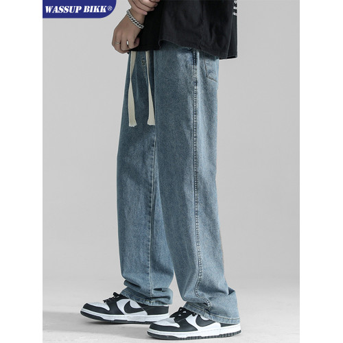 WASSUP BIKK硫酸銅穿搭直筒牛仔褲男春秋潮牌水洗寬松百搭休閒褲 WASSUP BIKK硫酸銅穿搭直筒牛仔褲男春秋潮牌水洗寬松百搭休閒褲