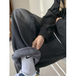 美式復古牛仔褲男秋季潮牌百搭寬松休閒長褲高街直筒vibe濶腿褲子