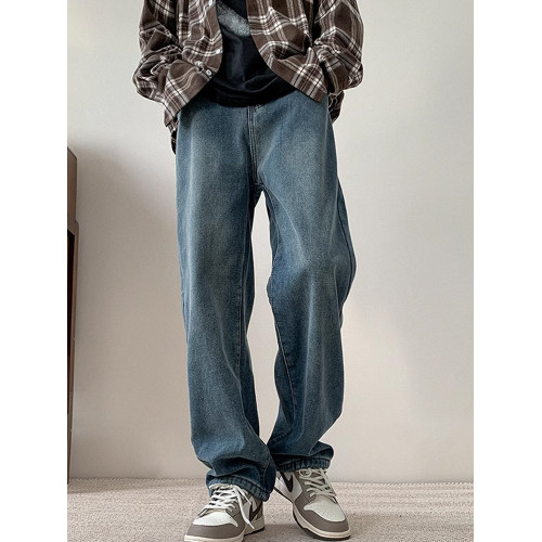 美式復古牛仔褲男秋季潮牌百搭寬松休閒長褲高街直筒vibe濶腿褲子 美式復古牛仔褲男秋季潮牌百搭寬松休閒長褲高街直筒vibe濶腿褲子